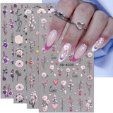 JMEOWIO 3D Nagelsticker Blumen Nail Art Sticker Selbstklebend Nagelaufkleber 5D Stereoskopisk Frühling Sommer Dekoration Nageldesign Zubehör 4 Blatt