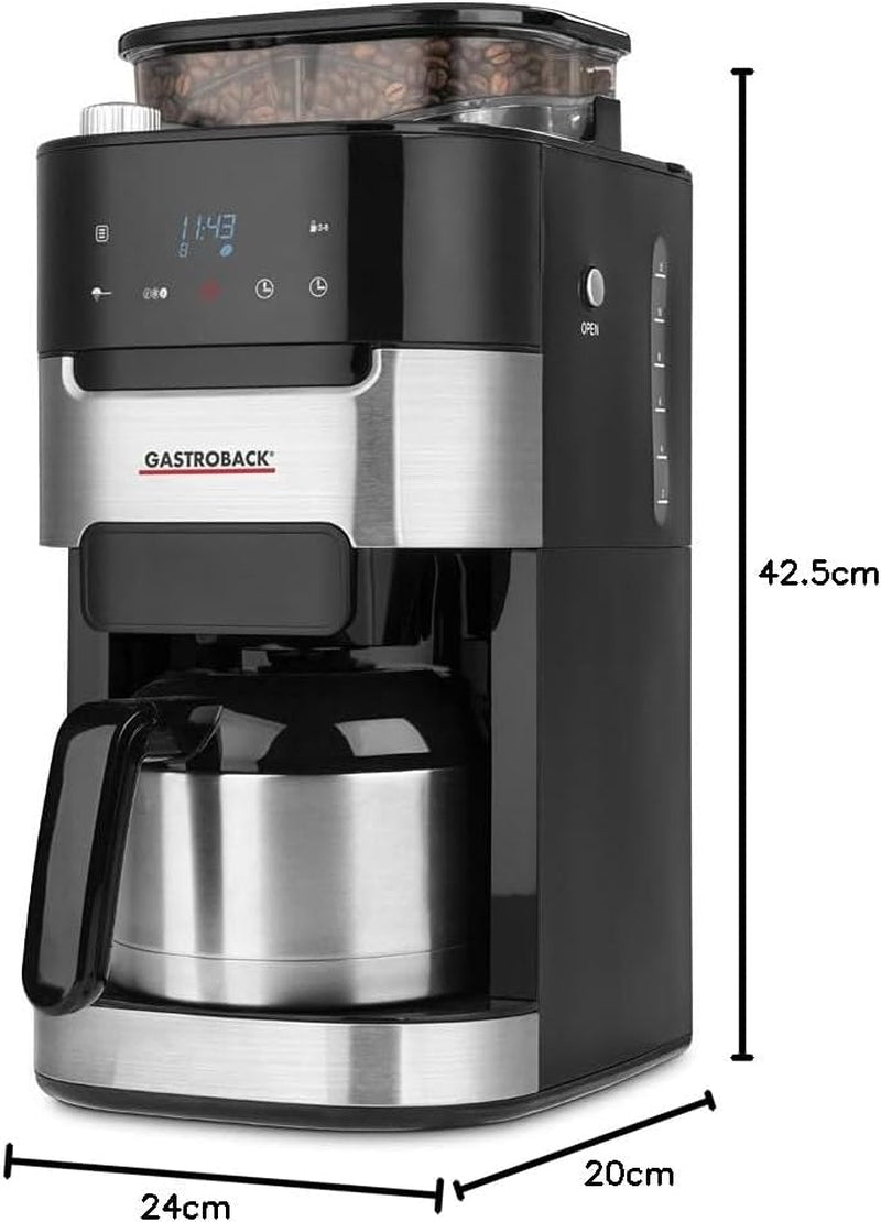 GASTROBACK Grind & Brew Pro termisk espressomaskine, sølv, sort