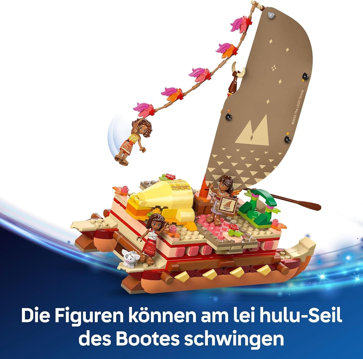 LEGO Ç€ Disney Moana 2: Moana's Adventure Raft - Legetøjsbåd med sejl, aftageligt dæk, lejrbål og 3 minidukker inklusive Loto og Moni - Gave til piger på 6+ og fans - 43270 Byggesæt Beuche den LEGO-Store