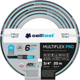 Haveslange Cellfast MULTIFLEX PRO, slidstærk, 6-lags, ATS2 strikket fletning, UV- og algebestandig, tungmetalfri, fløjlsteknologi, 35 bar, -20/+65°C, 3/4", 30m