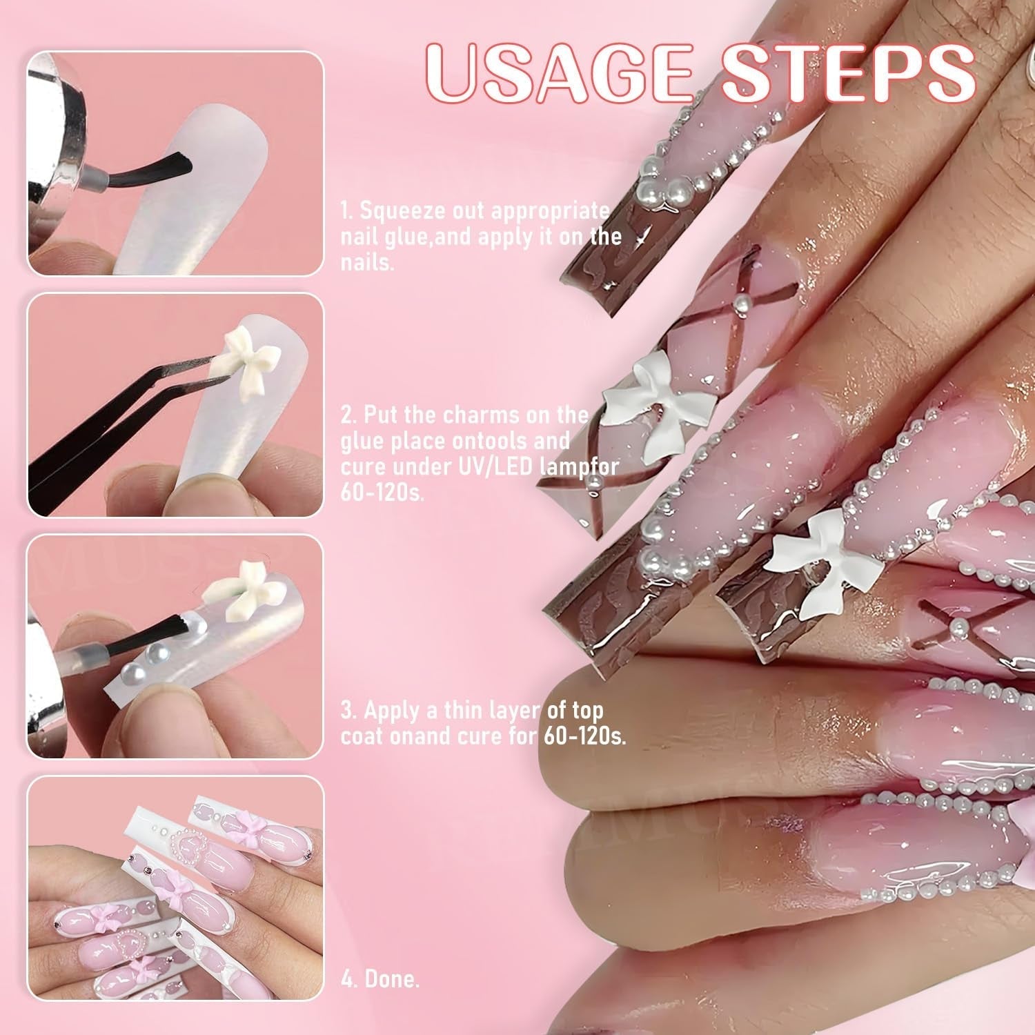 3D Nail Art dekorationer, 1 æske Nail Art Charms, Blandet stil Blomsterhjerte Sløjfe Nail Art Charms, Resin Nail Art dekorationer, Til Negle Art dekorationer, DIY håndværkstilbehør