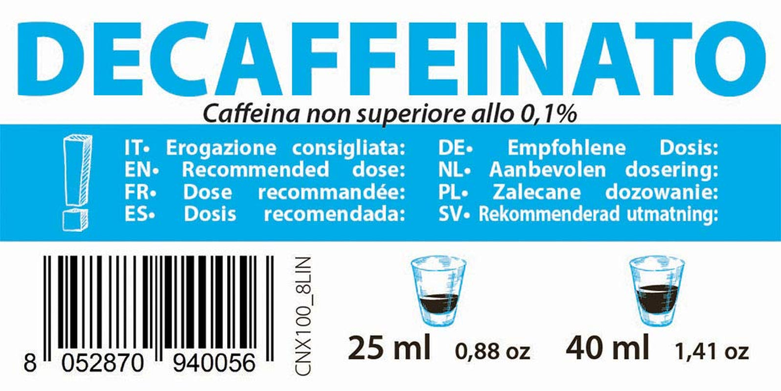 Decaffeinato kaffekapsler Nespresso-kompatible 5,6 g x 100 kapsler