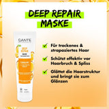 SANTE Natural Cosmetics Deep Repair Mask Squalane + 3x proteinkompleks, vegansk hårmaske til intens hydrering og fleksibelt hår, reparerer og regenererer beskadiget hår, 150 ml Naty Shop Hair Mask