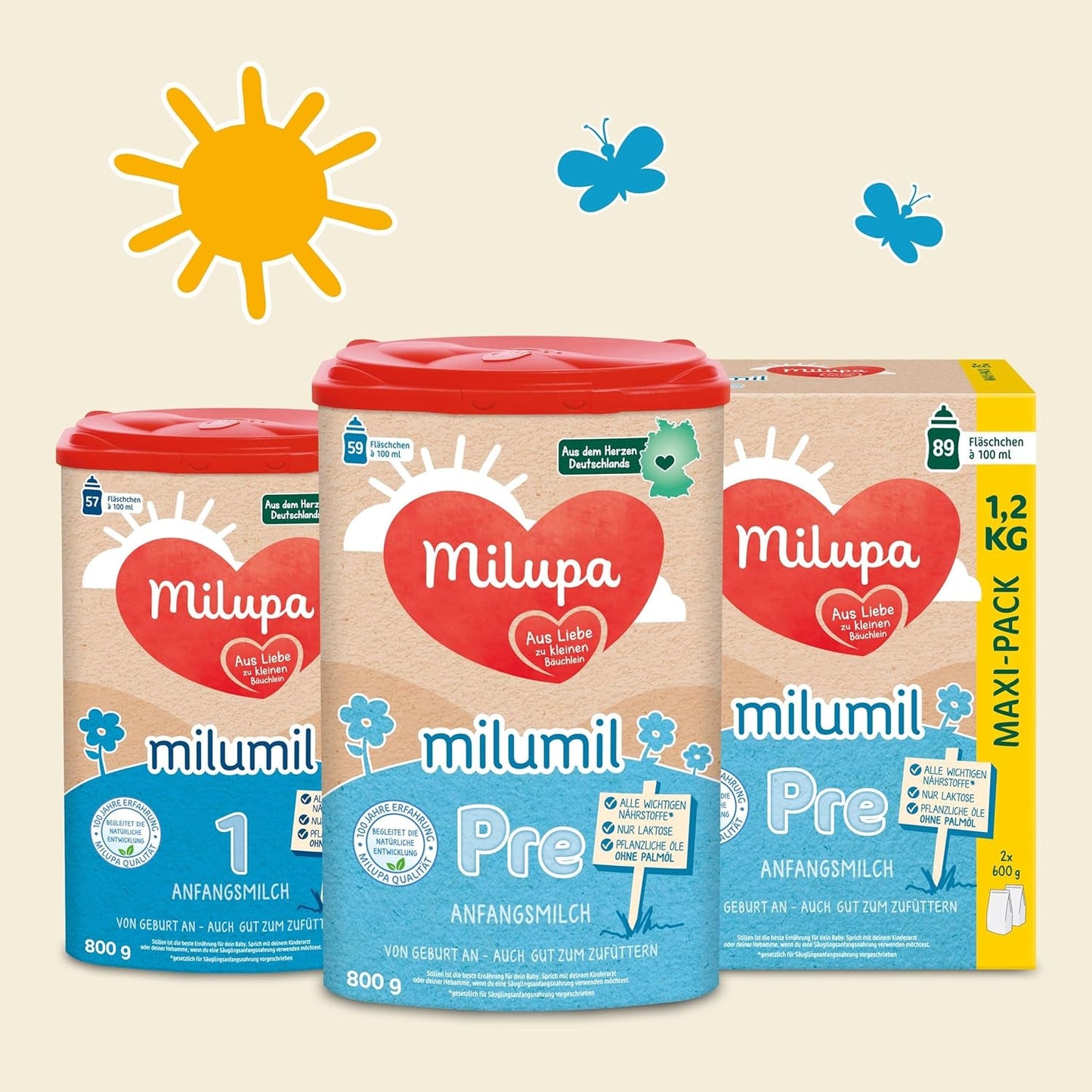 Milumil Milupa Mælkepulver til babyer, den første mælk siden fødslen, 800 g