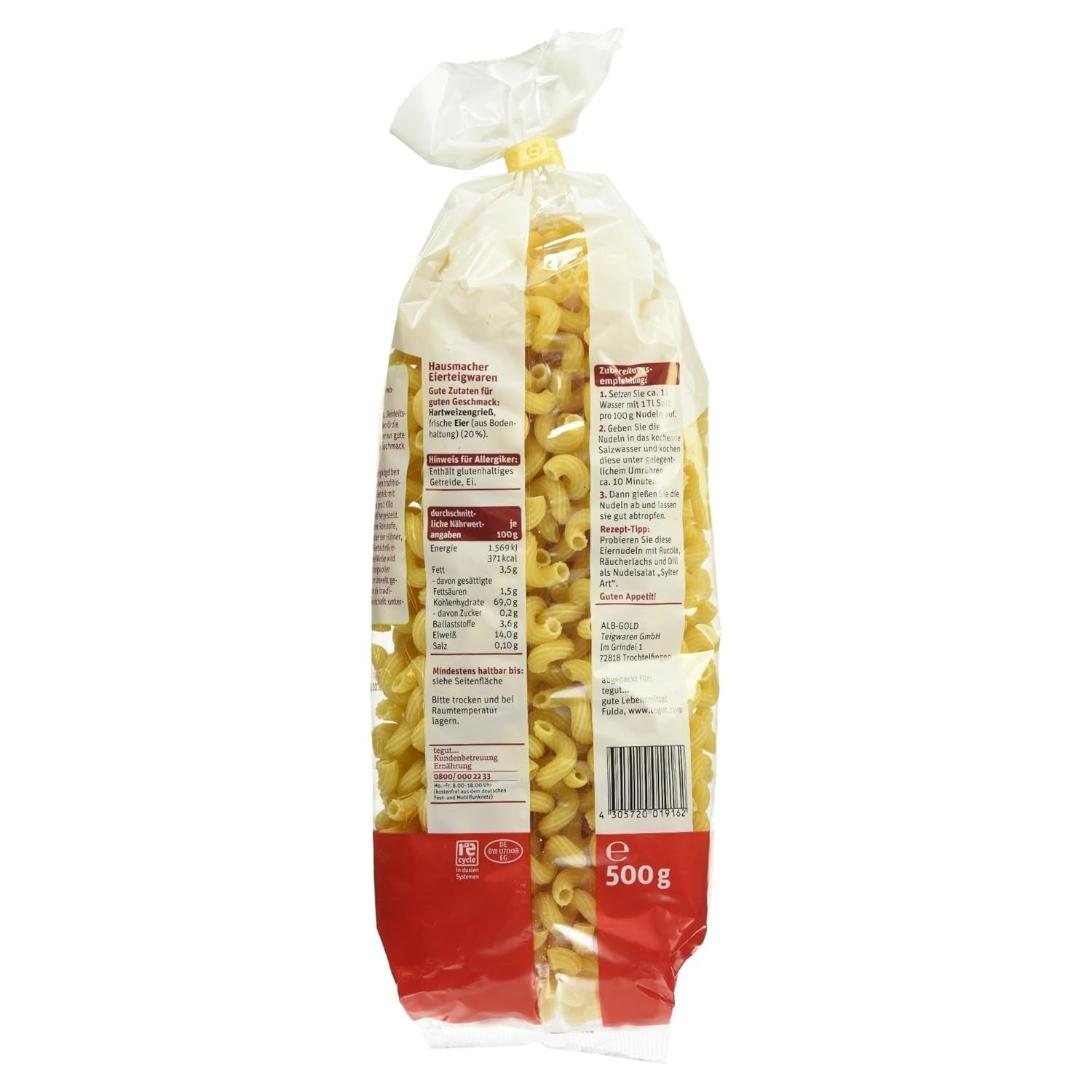 tegut... Æggenudler Proptrækker Pakke med 5 (5 x 500 g)