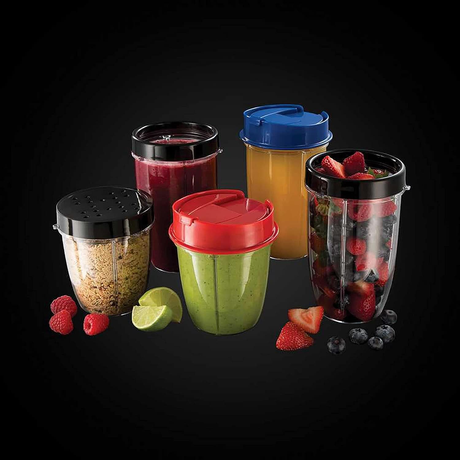Russell Hobbs Mixer [Multifunktions- Standmixer] Nutriboost (Inkl. 5 Bpa-Freie Und Spülmaschinengeeignete Behälter + Deckel, 22.000 U/Min, 0,9 Ps-Motor) Elektrisk, Smoothie-Maker 23180-56 Kitchen Naty Shop