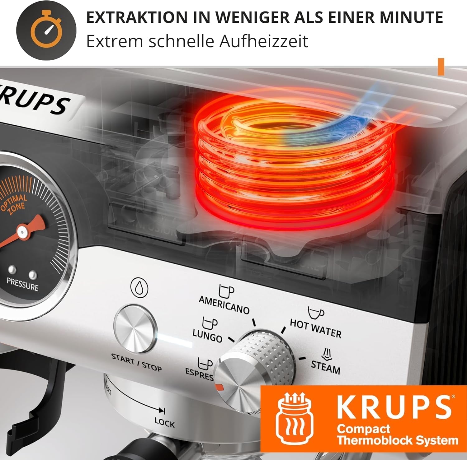 Krups Precision manuel espressomaskine med portafilter og kværn, barista kaffemaskine med intuitivt kontrolpanel, præ-infusionsindstillinger, espressomaskine med dampmundstykke, hurtig opvarmning, XP801T10