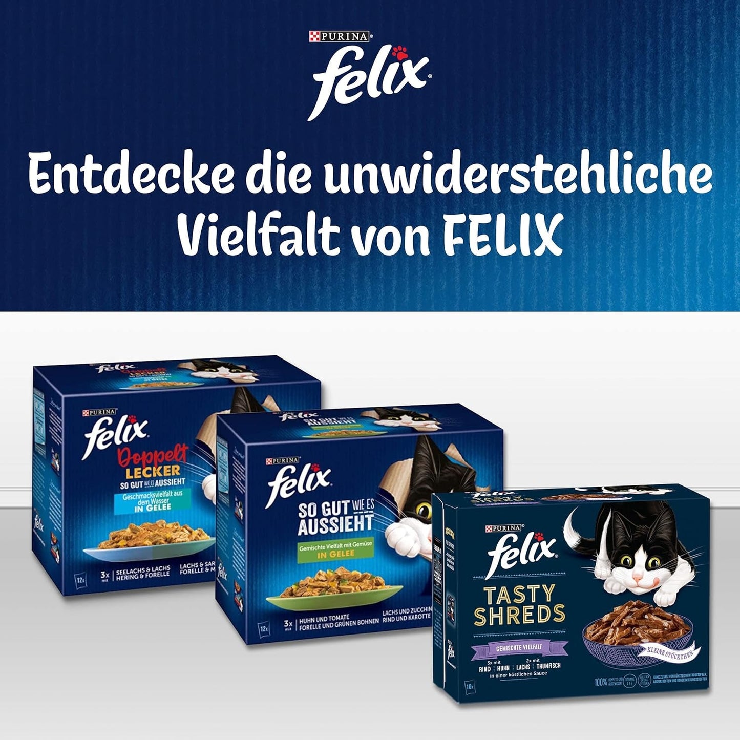Felix Sensations Våd kattefoder i gelé, assorteret fiskeblanding, pakke med 6 (6 x 12 poser á 85g hver)