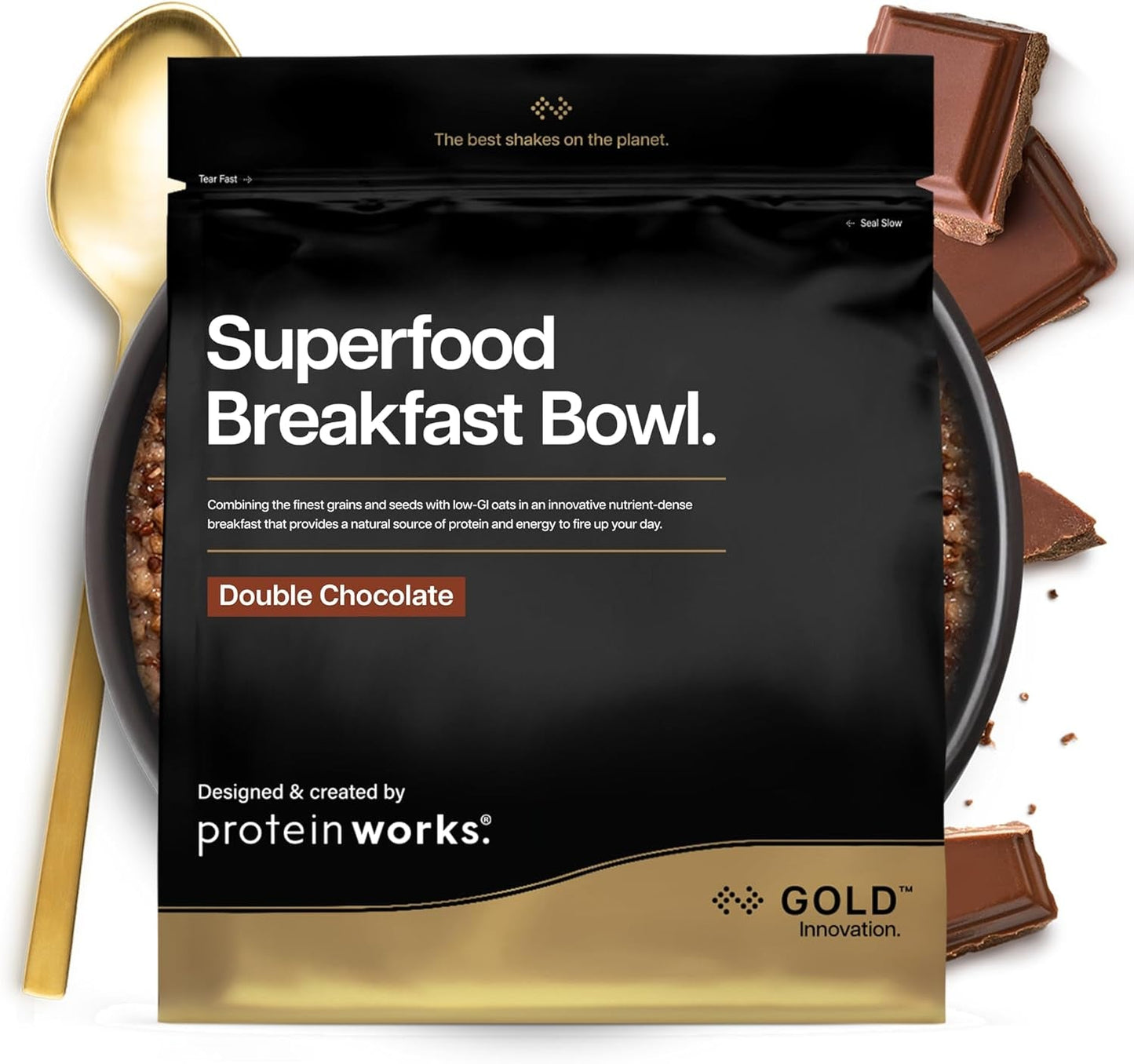 Protein virker | Superfood morgenmad - GULD Innovation, prisvindende korn, proteinmüsli, næringsrig med korn, frø og havre, fiberrig, æble og kanel, 10 portioner, 600 g