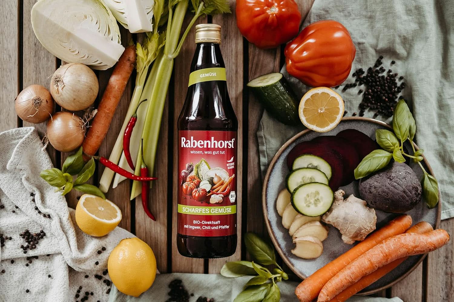 RABENHORST (6 x 700 ml) - Højkvalitets grøntsagsjuice fra forskellige grøntsager med en intens krydret smag Ikke-alkoholiske drikke Naty Shop