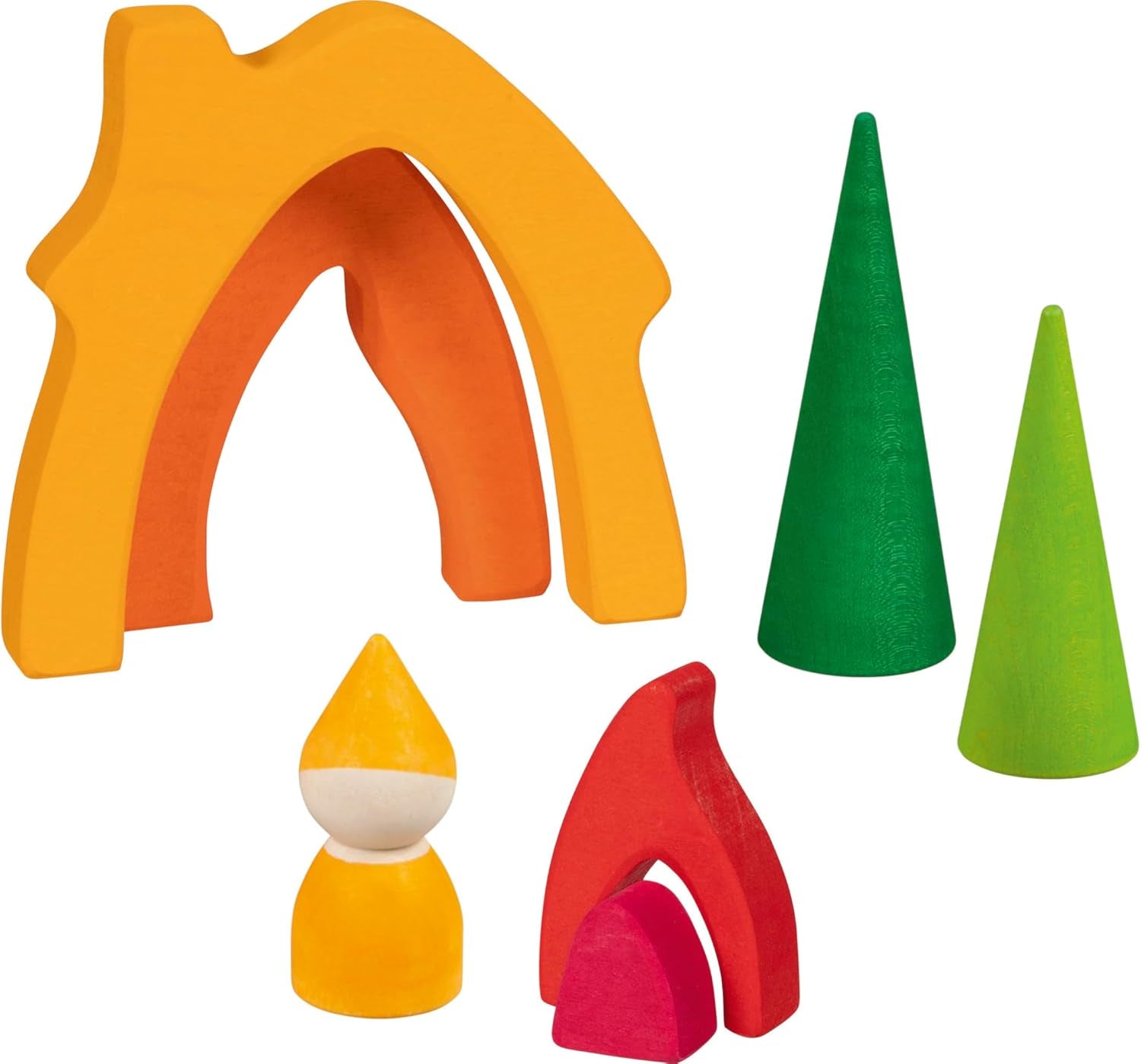 Goki 58427 - Dværghus - Goki Evolution - Lavet af højkvalitets ahorntræ - 7 dele - Farverig vandbaseret maling - Made in Europe Dukkehuse Naty Shop