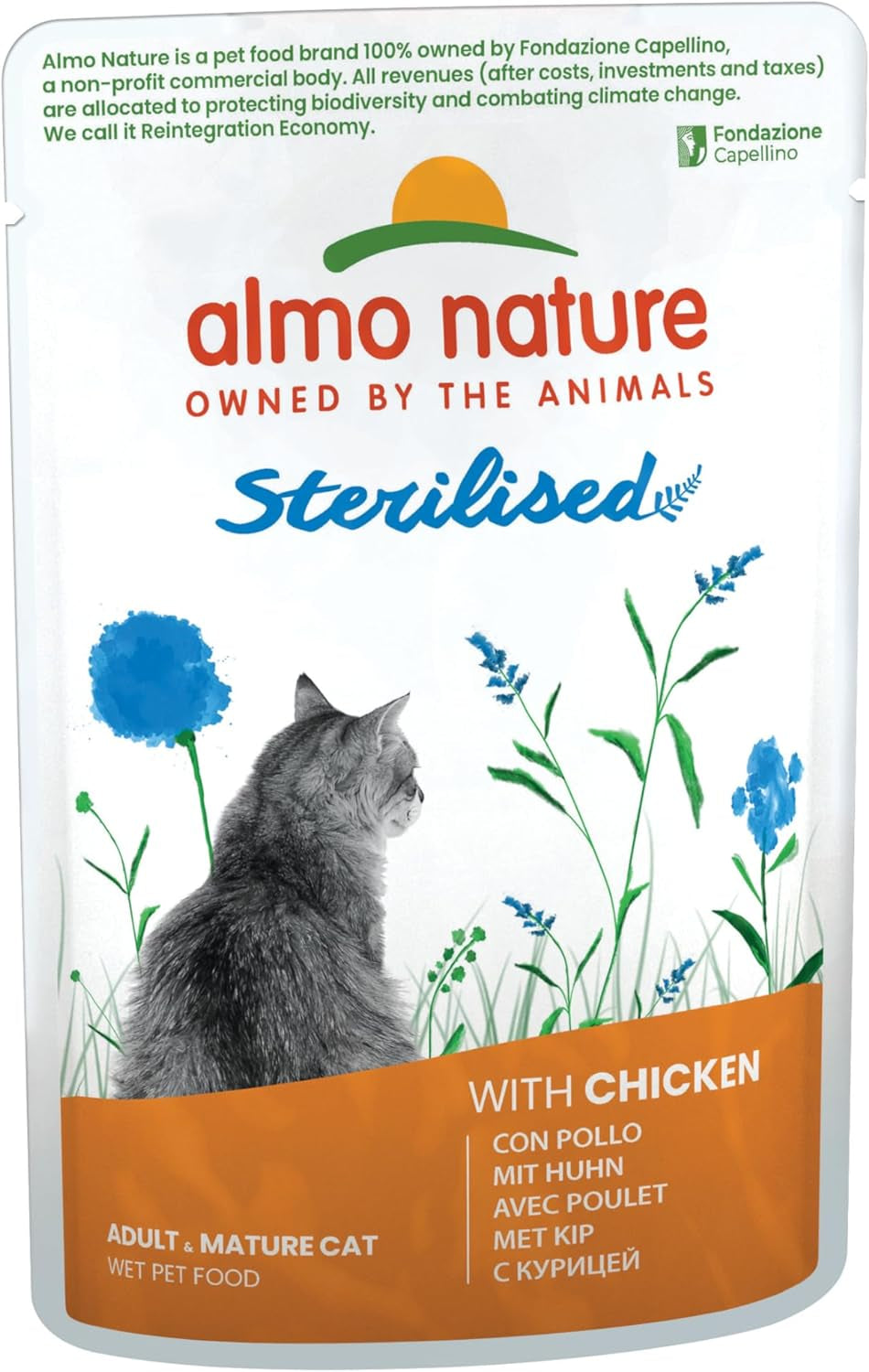 Almo Nature Functional - Steriliseret - Vådfoder til voksne og seniorkatte, steriliseret eller mindre aktive - med torsk og kylling - Fedtfattig, fugtgivende - 70g (pakke med 6)