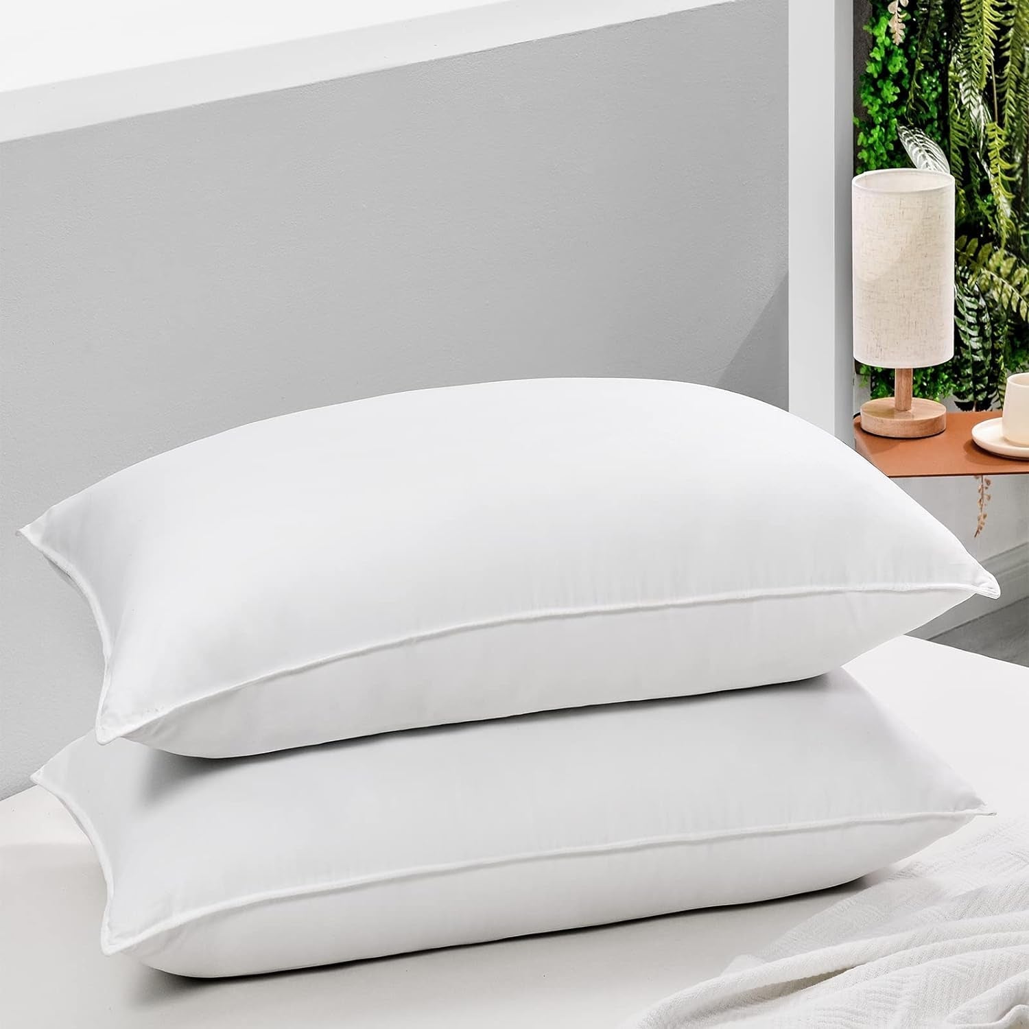 HARBOREST sovepude, 2 stykker, luksusplys, alternativ pude, god til side- og rygsveller, hotelkollektion, pude, standard/queen size, 50,8 x 66 cm Naty Shop standardpuder Standardtitel