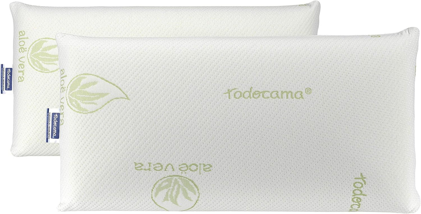 Todocama Todolit viskoelastisk aloe vera plus pude, grøn, 2 stk, 75 cm Naty Shop standard puder 75 cm