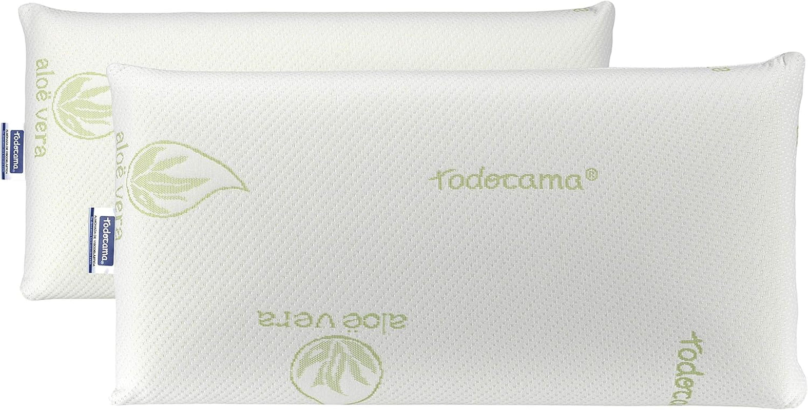 Todocama Todolit viskoelastisk aloe vera plus pude, grøn, 2 stk, 75 cm Naty Shop standard puder 75 cm