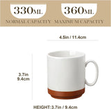MALACASA kaffekrussæt, 350 ml krussæt i stentøj til 4 personer, moderne kaffekrus til te, juice, latte, cappuccino, varm chokolade. Tåler opvaskemaskine og mikroovn, TARA-serien, khaki hvid