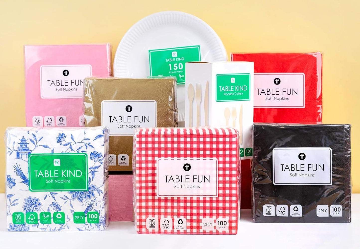 Taleborde 100 X Bulk Pack Rødt mønster Blødt papirservietter Engangsservietter til fødselsdage Bryllup Bordservice Julecatering lavet i EU 2-lags 33 cm