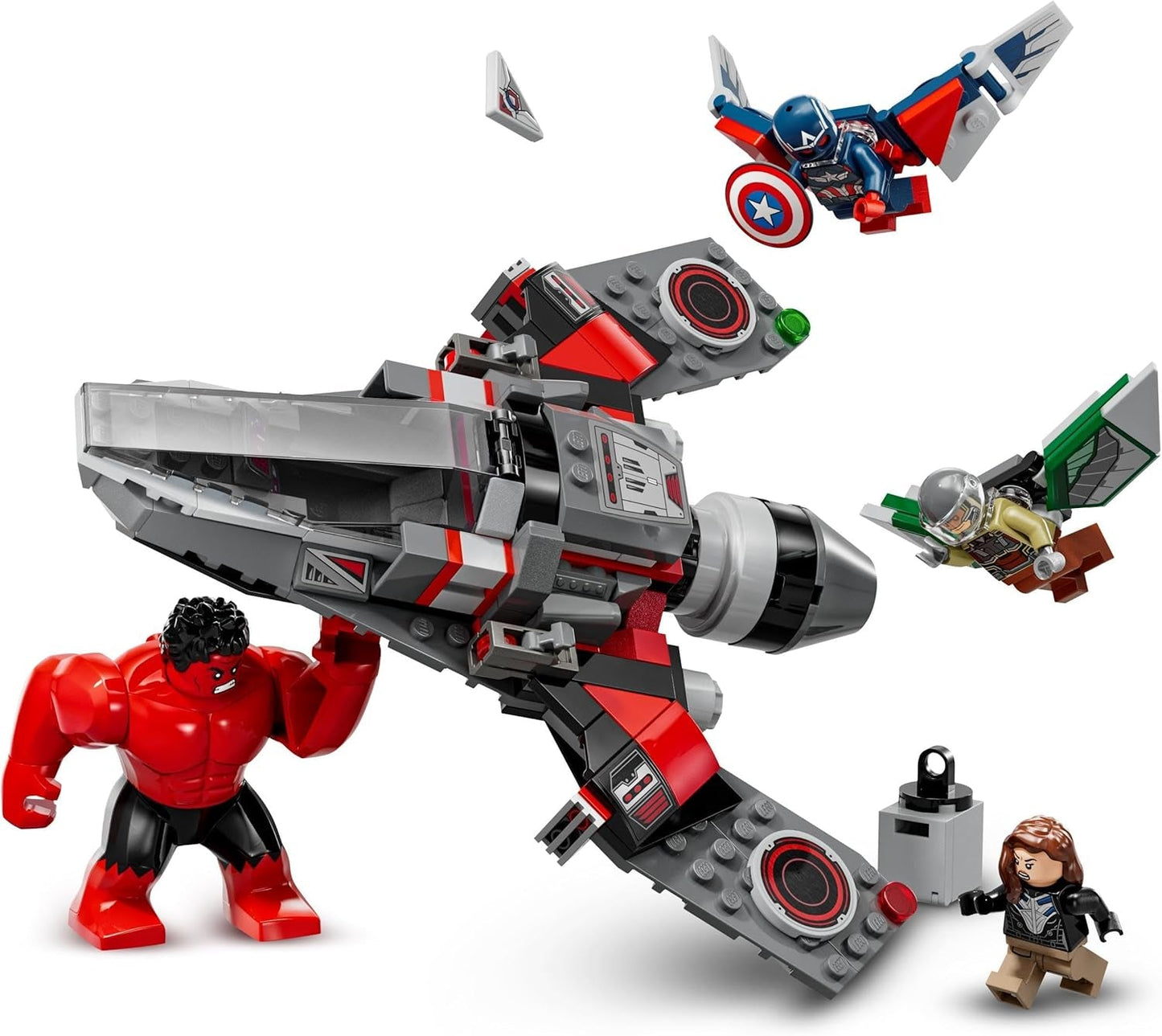 LEGO Marvel-opgør mellem Captain America og Red Hulk Kids, gavebyggeligt jetsæt, superheltelegetøj til drenge og piger 8 år gammelt eventyrbyggelegetøj 76292 Byggesæt Besuche den LEGO-Store