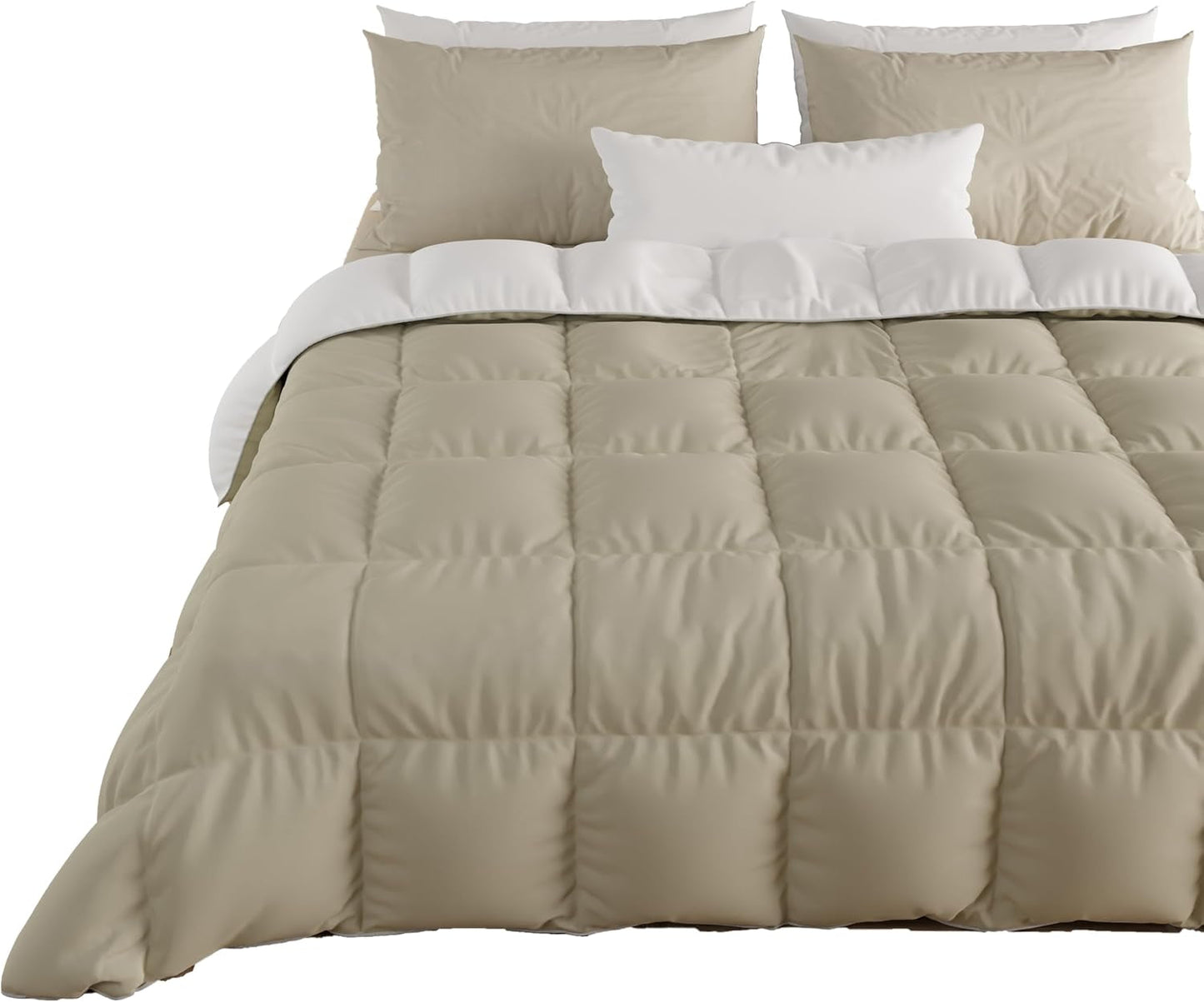 PETTI Artigiani Italiani - Vinterdyne til dobbeltseng, maxi, monokrom, dobbeltsidet, hvid, grå, 100% Made in Italy Dyner og dyner Naty Shop Brown Sengestørrelse 120-130X200: [Quilt 220 X 260 Cm]