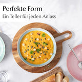 MIAMIO - Middagstallerkener, sæt med 6 (850 ml) / store og dybe pastatallerkener, tallerkensæt til 6, keramisk salatskål / Tåler opvaskemaskine og mikroovn - Las Palmitas Collection