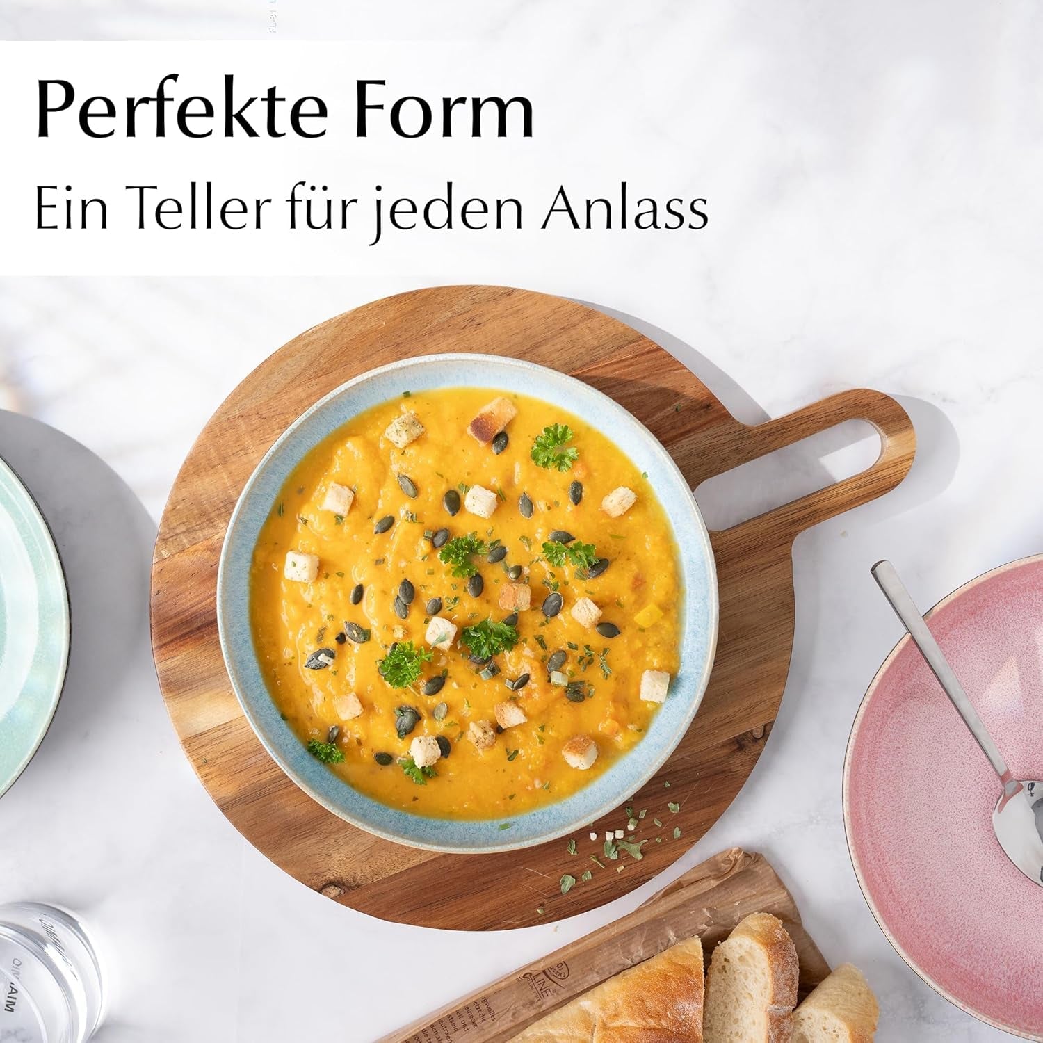 MIAMIO - Middagstallerkener, sæt med 6 (850 ml) / store og dybe pastatallerkener, tallerkensæt til 6, keramisk salatskål / Tåler opvaskemaskine og mikroovn - Las Palmitas Collection