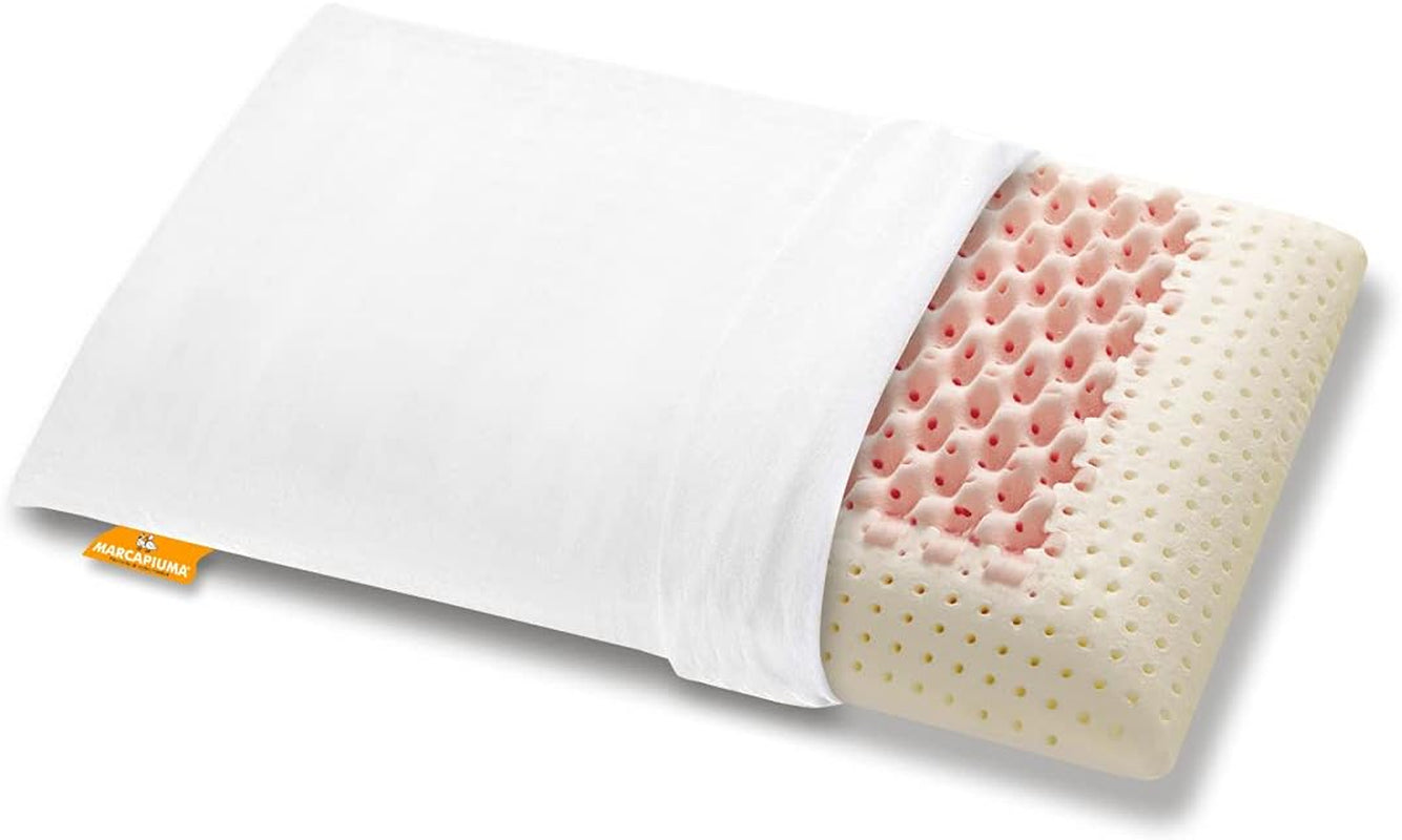 Marcapiuma - Et par memory-nakkestøttepuder - Miss & Mister - Ultra åndbar del - 100% bomuldsbetræk - Ortopædisk - Visco Pillow Memory Foam - MEDICINISK PRODUKT - Made in Italy Naty Shop standard puder
