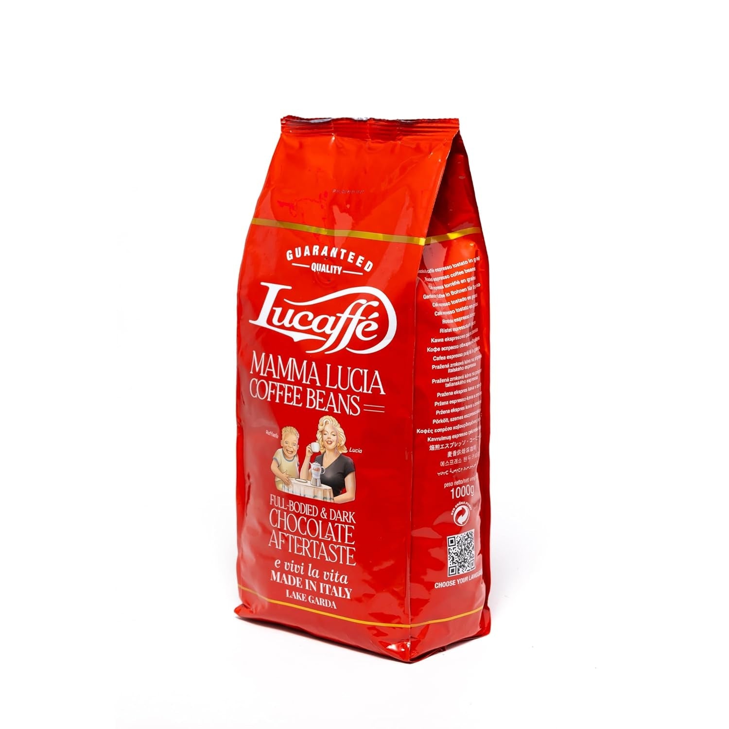 Lucaffé - Kaffeebohnen Mamma Lucia, 1 kg | Kaffee aus ganzen Bohnen für cremigen Espresso | Helle Röstung | intensiver og cremiger Gesmack
