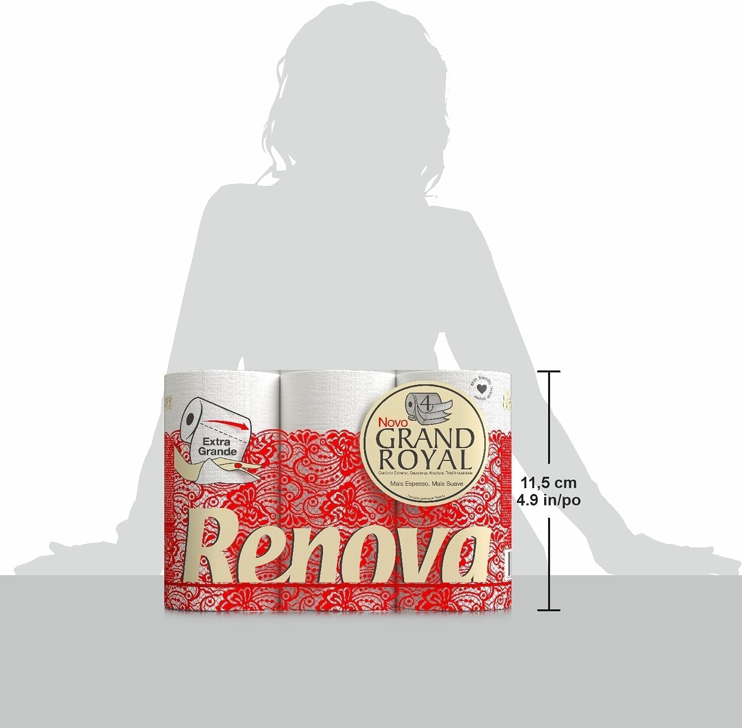 Toiletpapir Renova Renova Grand Royal 4-lags - 6 ruller, stor (pakke med 5)
