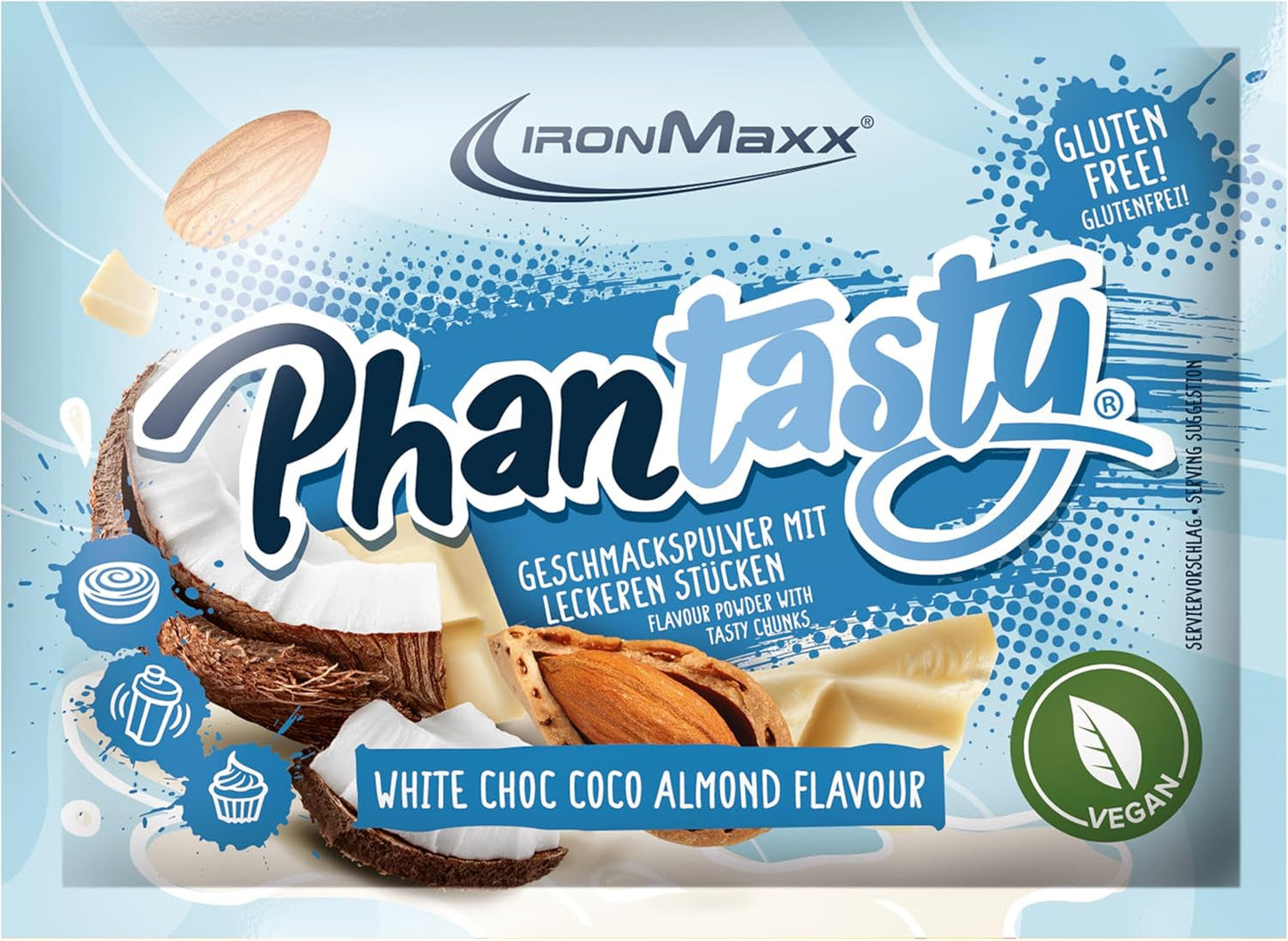 Ironmaxx Phantasty - Creamy Peach 250G Dose | Vegansk Geschmackspulver Mit Echten Frucht- Oder Nussstückchen | Perfekter Zuckerersatz Sweeteners Naty Shop 15 G (1Er Pack) White Choc - Coco Almond