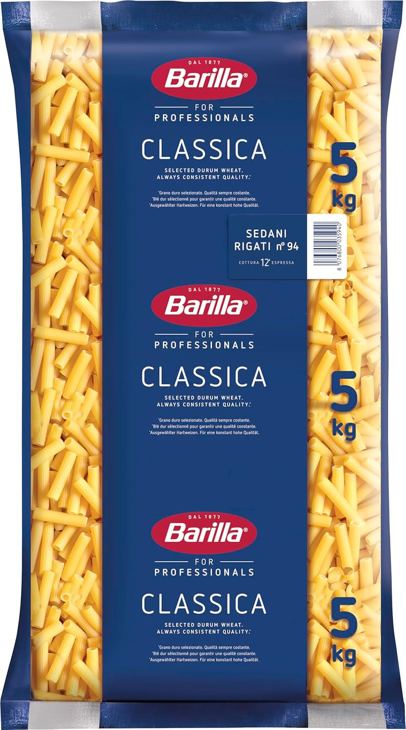 Penne Rigate Barilla durumhvede pasta n. 73 – Pakke med 1 (1x5 kg)