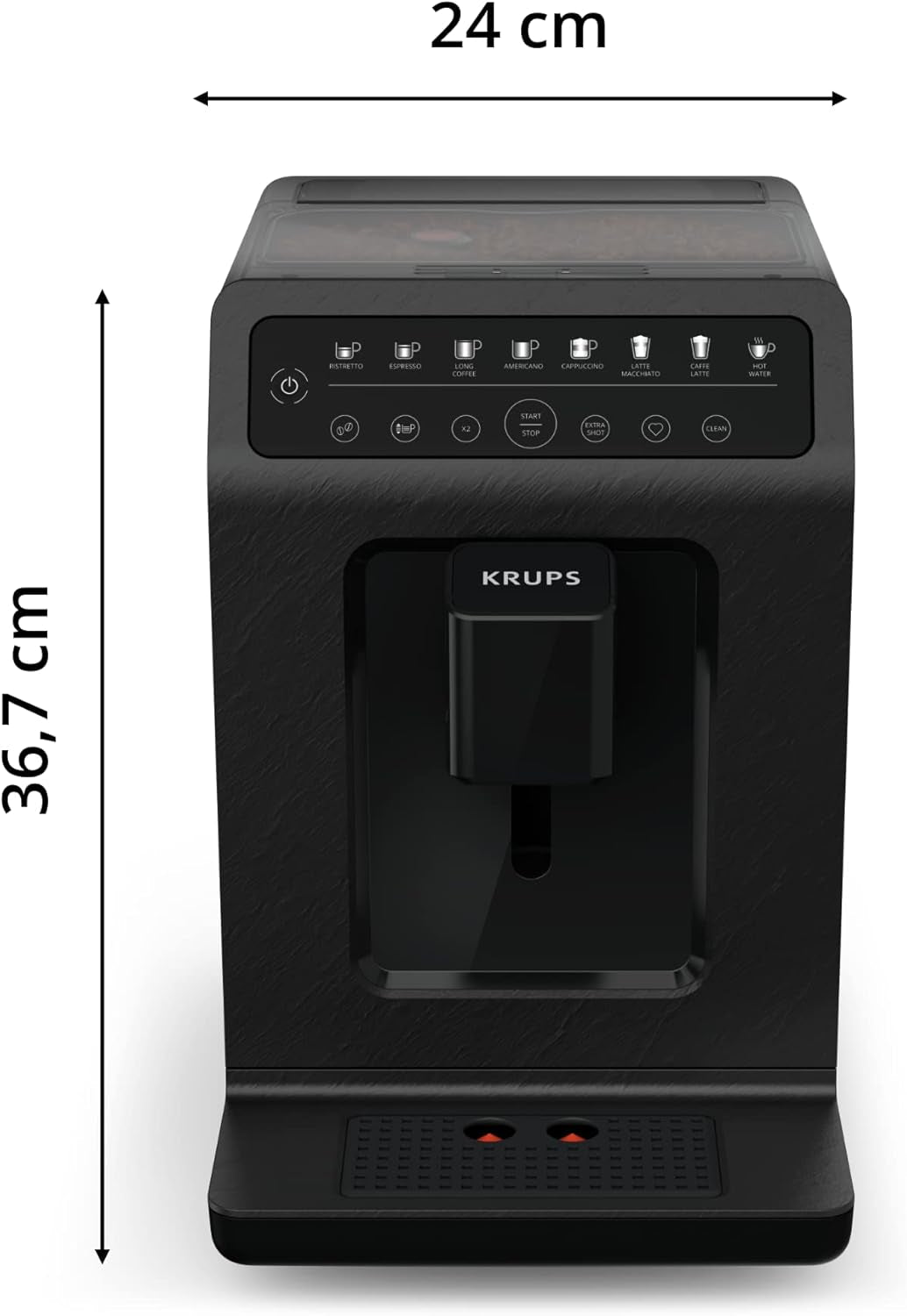 Krups EA897B Evidence ECOdesign automatisk espressomaskine, automatisk espresso- og cappuccinofunktion, Quattro Force-teknologi, one-touch mælkekopper, 8 forudindstillinger, mælkesystem, 1450W