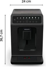 Krups EA897B Evidence ECOdesign automatisk espressomaskine, automatisk espresso- og cappuccinofunktion, Quattro Force-teknologi, one-touch mælkekopper, 8 forudindstillinger, mælkesystem, 1450W