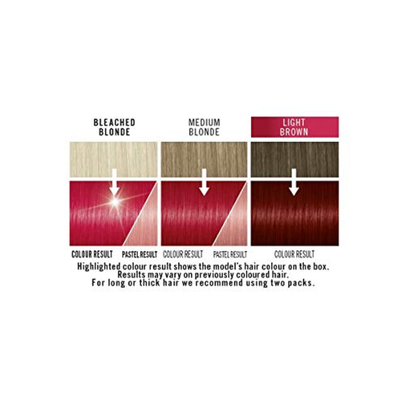 Live Ultra Bright eller Pastel rødt hårfarve 3 stykker semi-permanent farve Holder op til 15 vaske - 092 Pillar Box Red Naty Shop hårfarve