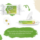 OLA vådt toiletpapir - (1X40 stk.) Vådservietter - kamilleekstrakt og mælkesyre, vaskbar, følsom hud - 40 stk.