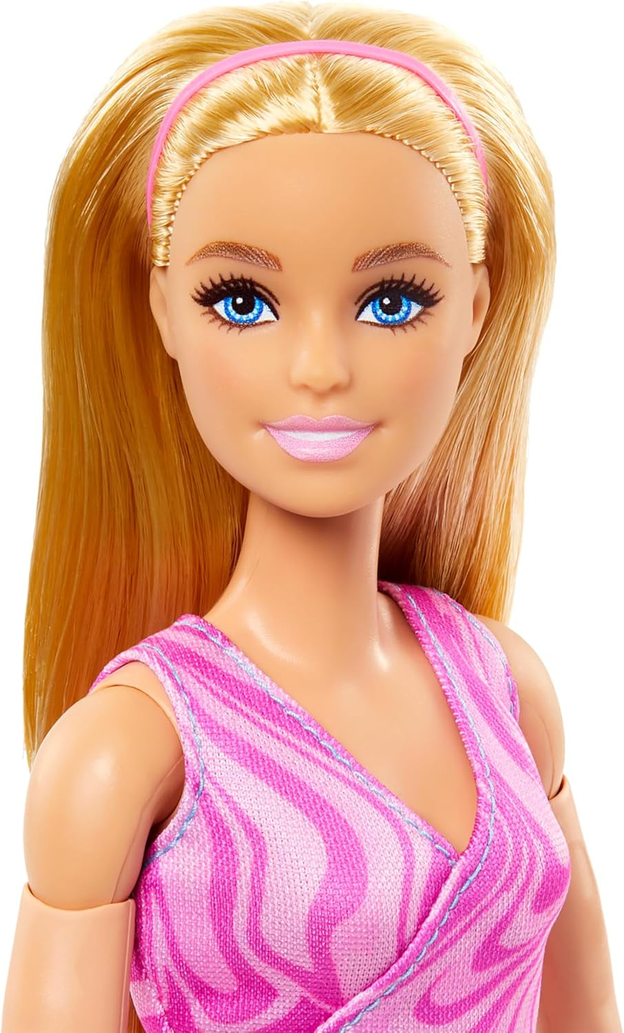 Barbie Made-to-Move-dukke med blond hår, aftagelig lyserød sportstop og blå yogabukser, 22 led, HRH27, [Multicolor]