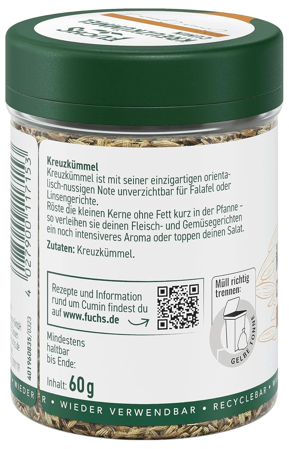 Fuchs - Hel spidskommen, 60 gram Krydderier Naty Shop