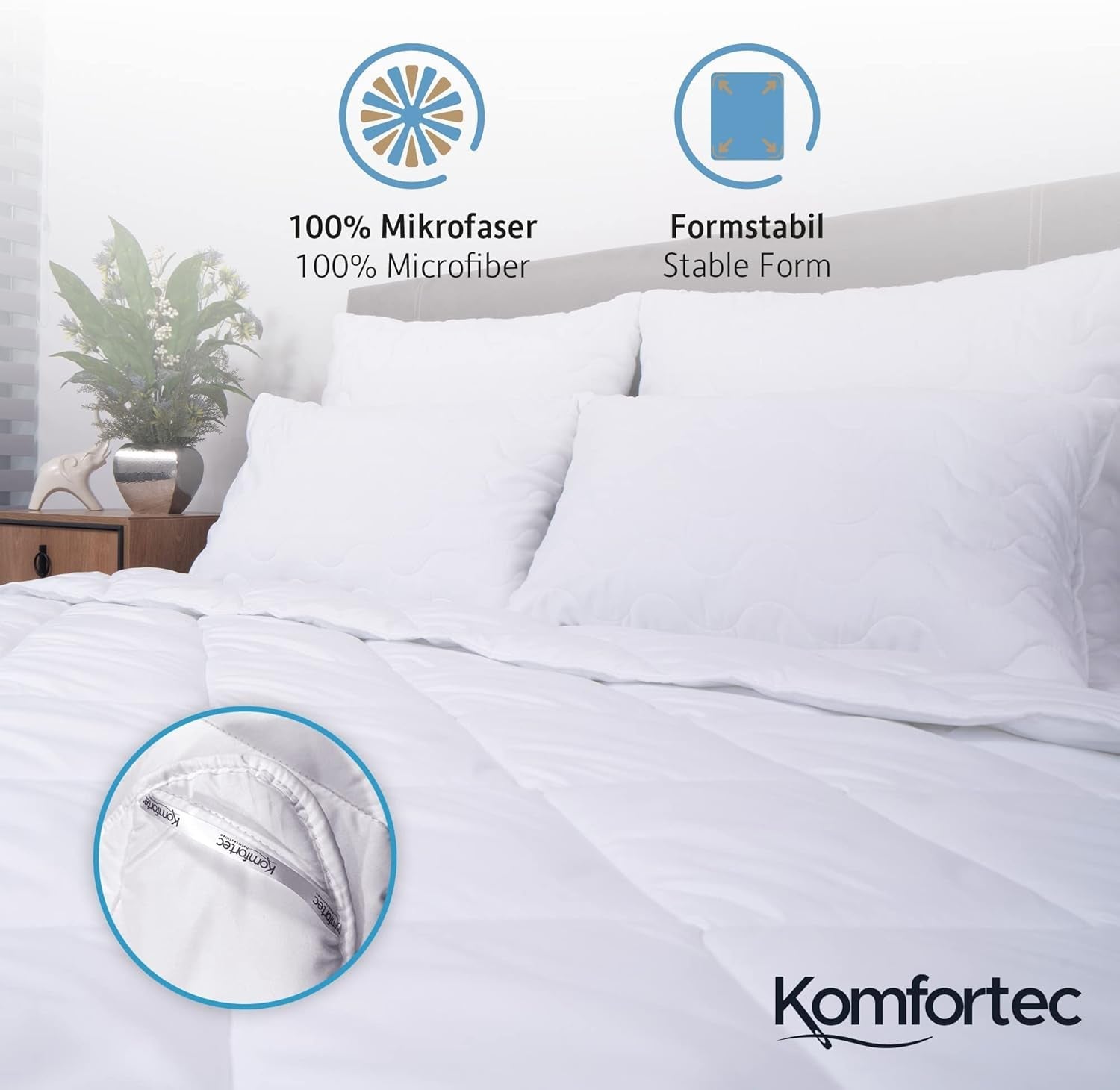 Komfortec Sommertæppe 135X200 Cm, 170Gsm, Tyndt og let sommertæppe, anti-allergisk tæppe, hvid Dyner og dyner Naty Shop