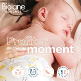 BIOLANE - Korte bleer - Størrelse 5 (12-18 kg) - 12 timers tæthed - 1 måneds pakke - 120 bleer - økologisk