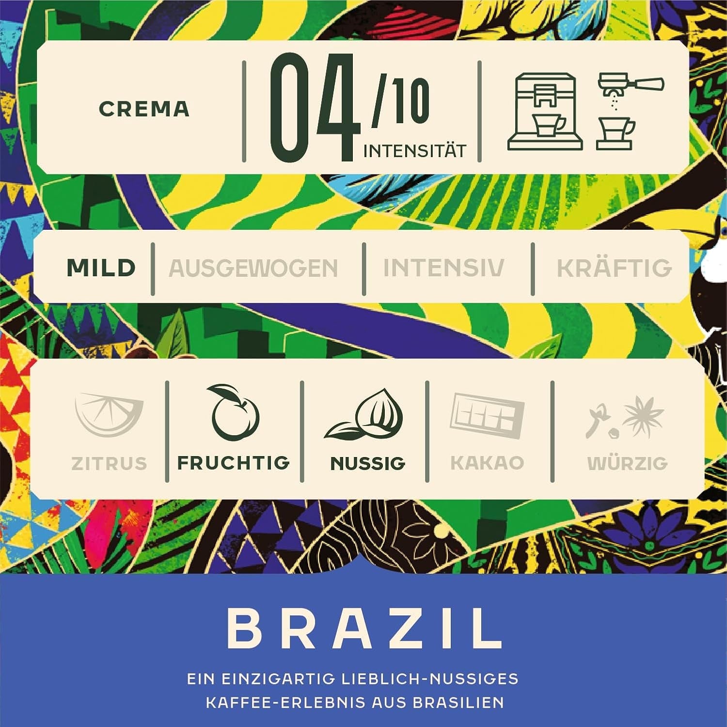Jacobs Kaffeebohnen Origins Brazil, mild-nutsiger Geschmack aus Brasilien, geröstet i Bremen, Intensität 4/10, Kaffee ganze Bohnen, 1 kg