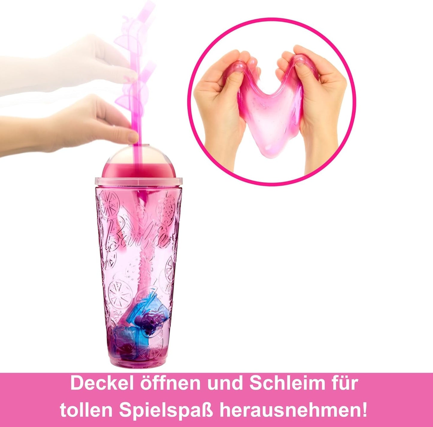Barbie Pop Reveal Fruit - Overraskelsesdukker med 8 frugtige overraskelser, inklusive en positionerbar jordbær-limonadeduft og en luftig hvalp i alderen 3+, HNW41