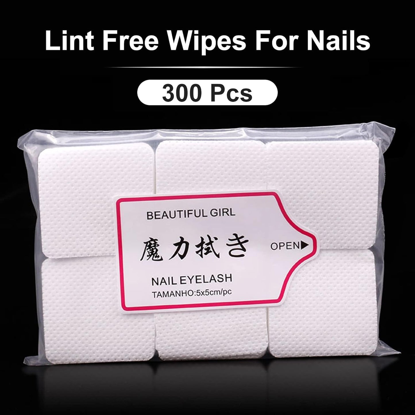 Qufiiry 300 Stück Fusselfreie Nageltücher, fnugfri negleservietter, Fusselfrei Nagel Wattepads, Nagel Wischtücher Für Cleaner Gelnägel Nagellackentferner Wattepads Nail Wipes Pads