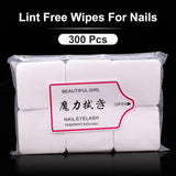 Qufiiry 300 Stück Fusselfreie Nageltücher, fnugfri negleservietter, Fusselfrei Nagel Wattepads, Nagel Wischtücher Für Cleaner Gelnägel Nagellackentferner Wattepads Nail Wipes Pads