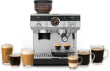 Krups Precision manuel espressomaskine med portafilter og kværn, barista kaffemaskine med intuitivt kontrolpanel, præ-infusionsindstillinger, espressomaskine med dampmundstykke, hurtig opvarmning, XP801T10