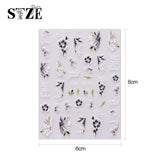 JMEOWIO 6 Blatt 3D Nagelsticker Frühlings Blume Nail Art Sticker Selbstklebend Nagelaufkleber 5D Stereoskopisk Bunte Sommer Blumen Dekoration Nageldesign Zubehör