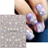 JMEOWIO 3D Nagelsticker Blumen Nail Art Sticker Selbstklebend Nagelaufkleber 5D Stereoskopisk Sommer Frühling Blumen Dekoration Nageldesign Zubehör 4 Blatt