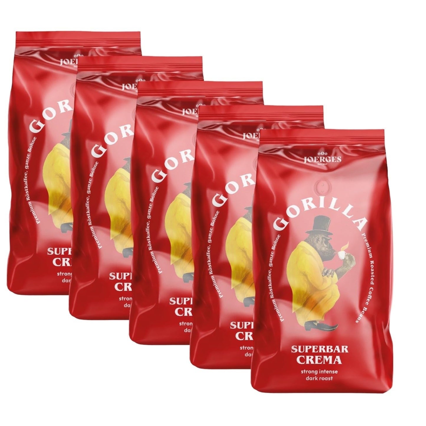 Joerges Espresso Gorilla Super Bar Crema kaffebønner, pakke med 5 (5 x 1 kg)
