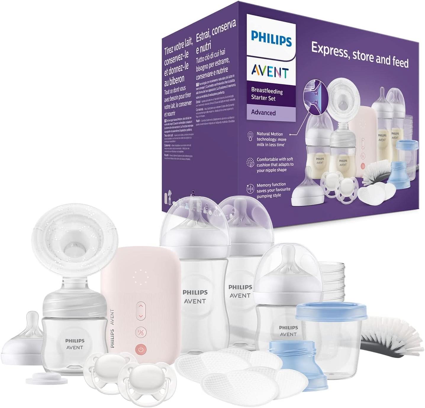 Philips Avent elektrisk brystpumpe, gavesæt Mad og ammetilbehør Bebe Naty Shop