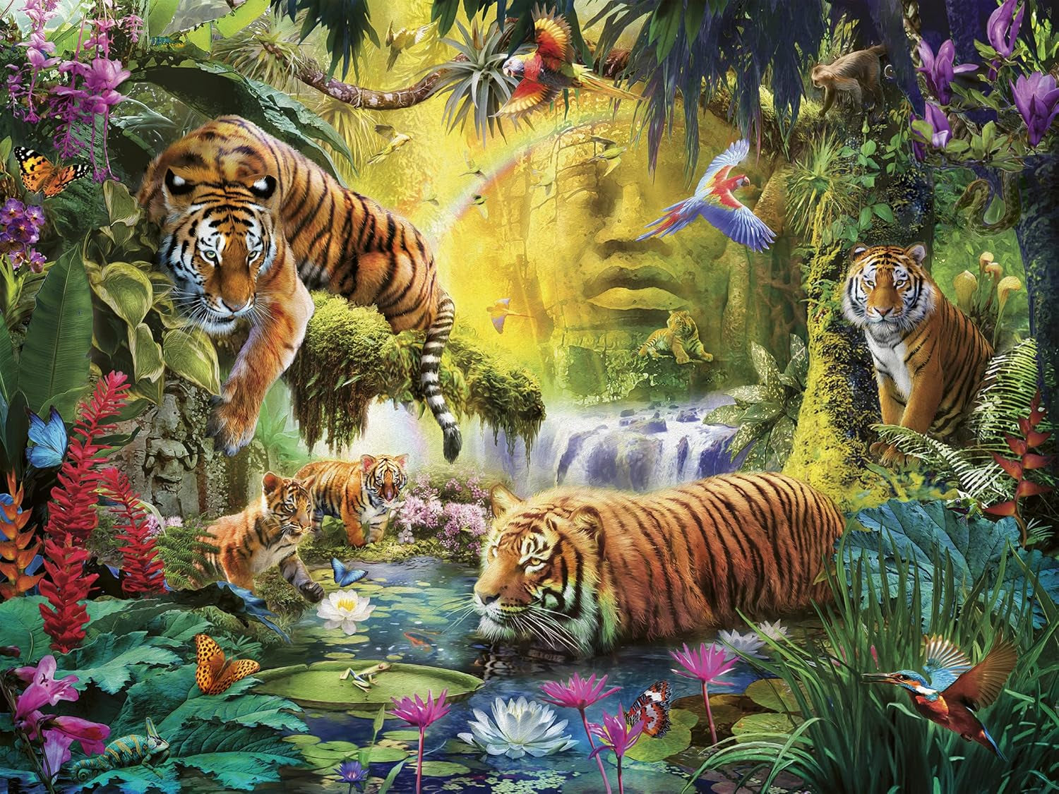 Ravensburger Puslespil 12000696 - Idyll ved vandets øje - 1500 brikker puslespil til voksne og børn over 14 år, tiger motiv puslespil Puslespil Naty Shop Gammelt design