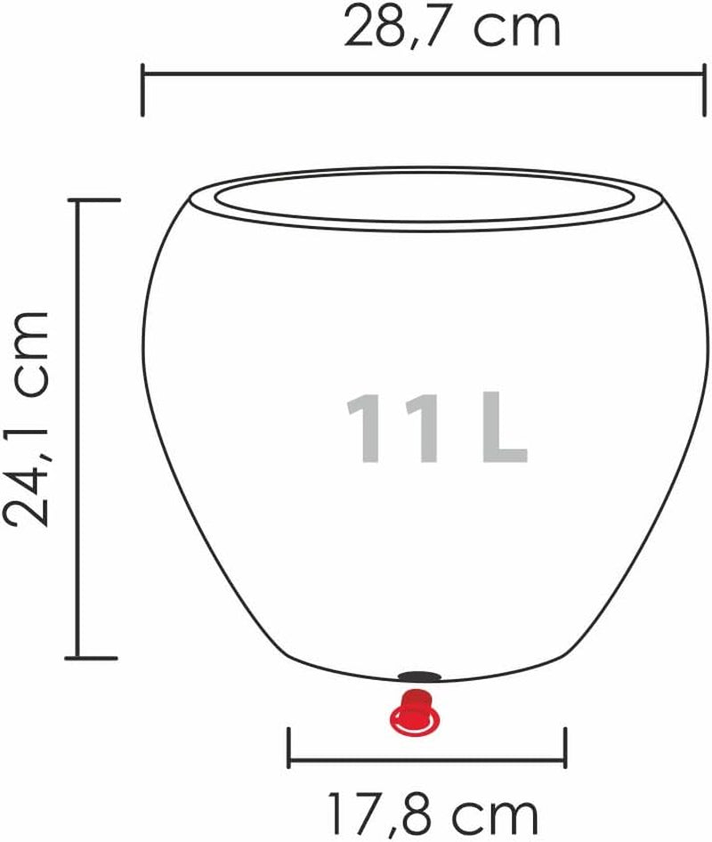 Scheurich Lineo, plastikkasse, sort granit, diameter 30 cm, højde 24,1 cm, volumen 11 l.
