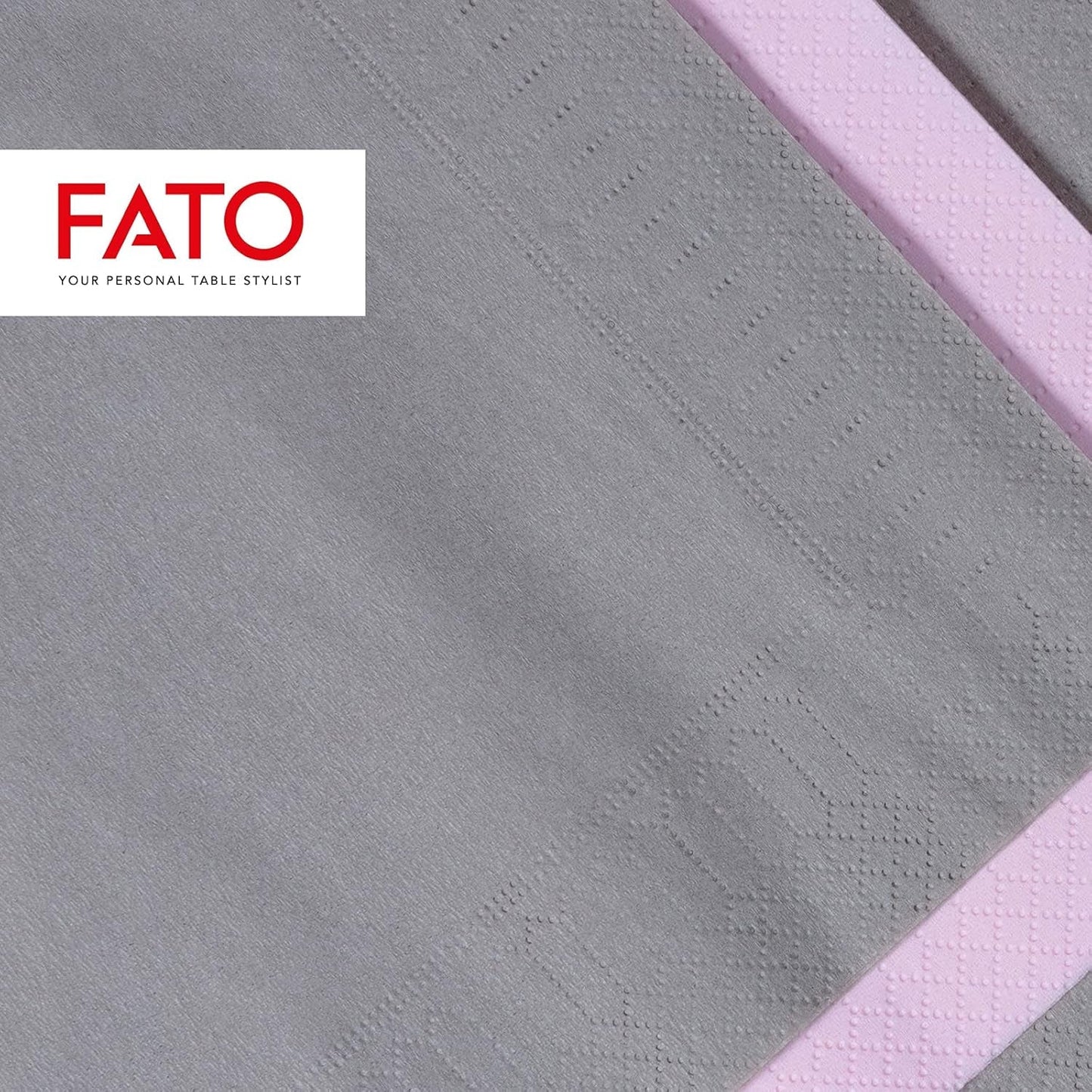 , Papirservietter til engangsbrug, ideelle til afslappede frokoster og buffeter, pakke med 50 servietter, størrelse 33X33, foldet i 4, 2 lag, gråt, 100 % rent cellulosepapir, Fsc-certificeret